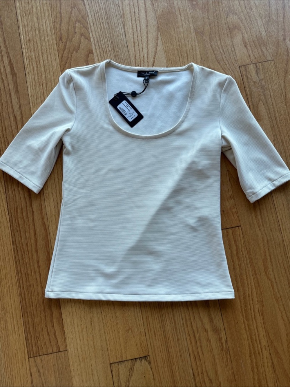 Rag and bone ivory  Cream Scoop Neck Short-Sleeve Top